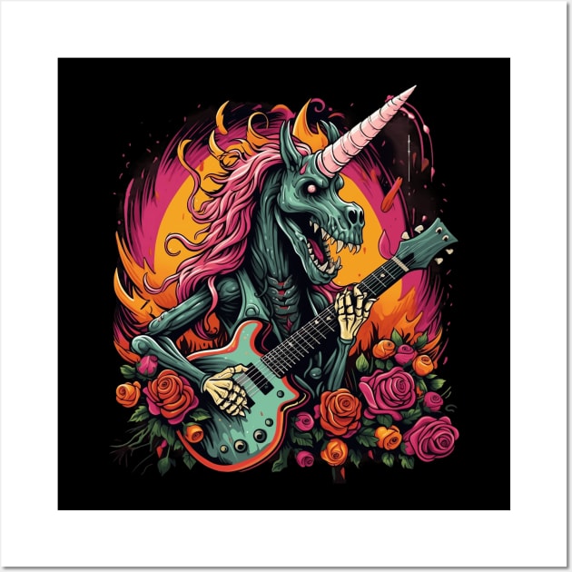 Death Metal Unicorn Dark Humor Wall Art by origato